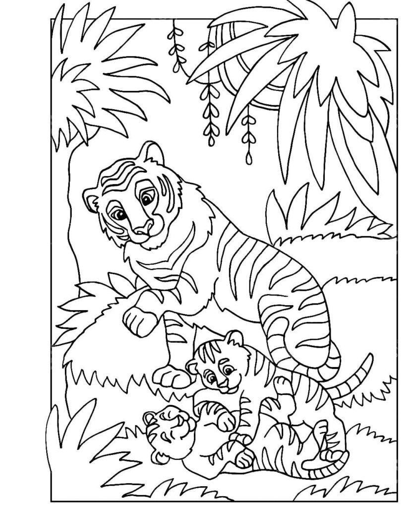Familia de tigres en el zoolÃ³gico.