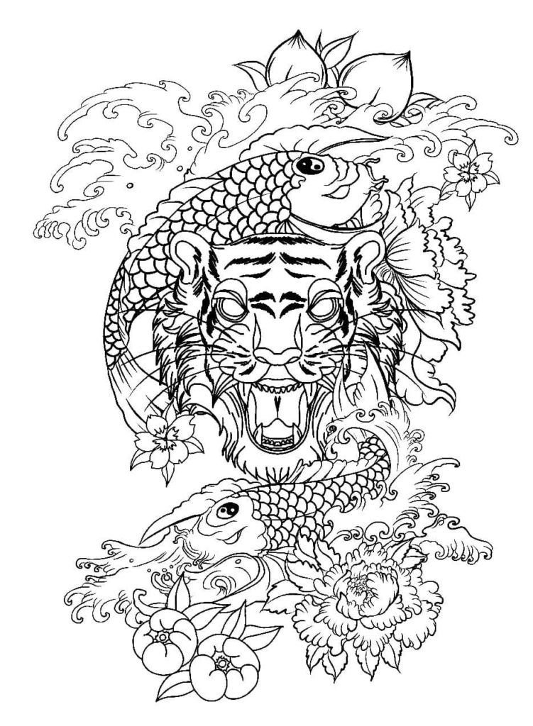 Boceto para un tatuaje con un tigre.