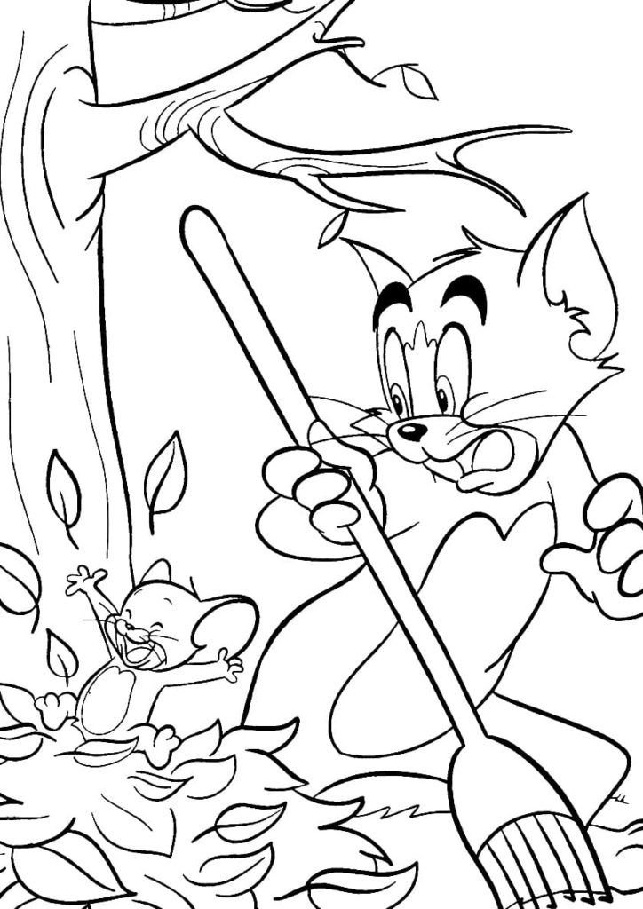 Tom y Jerry cosechando hojas