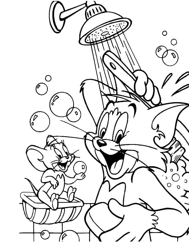 Tom y Jerry se dan una ducha