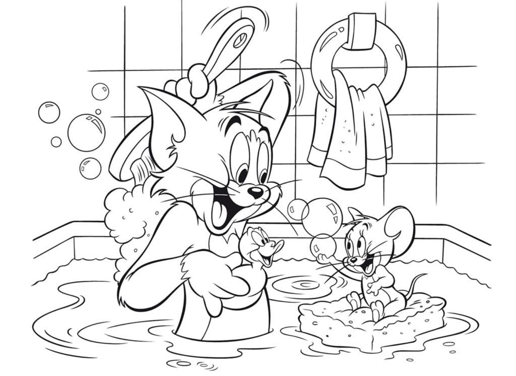 Tom y Jerry se baÃ±an