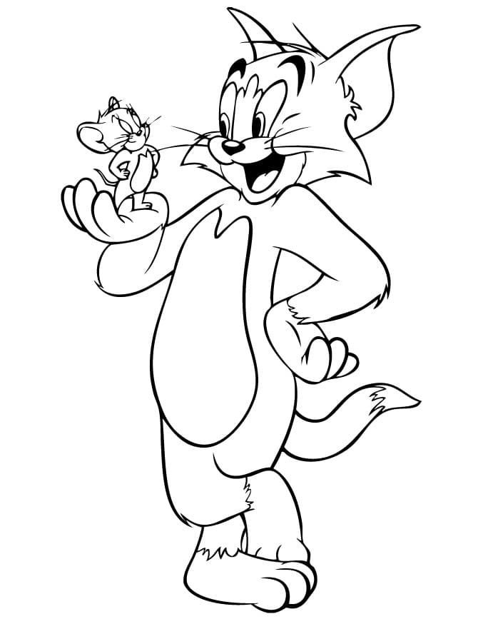 Tom sostiene a Jerry en la palma de su mano.