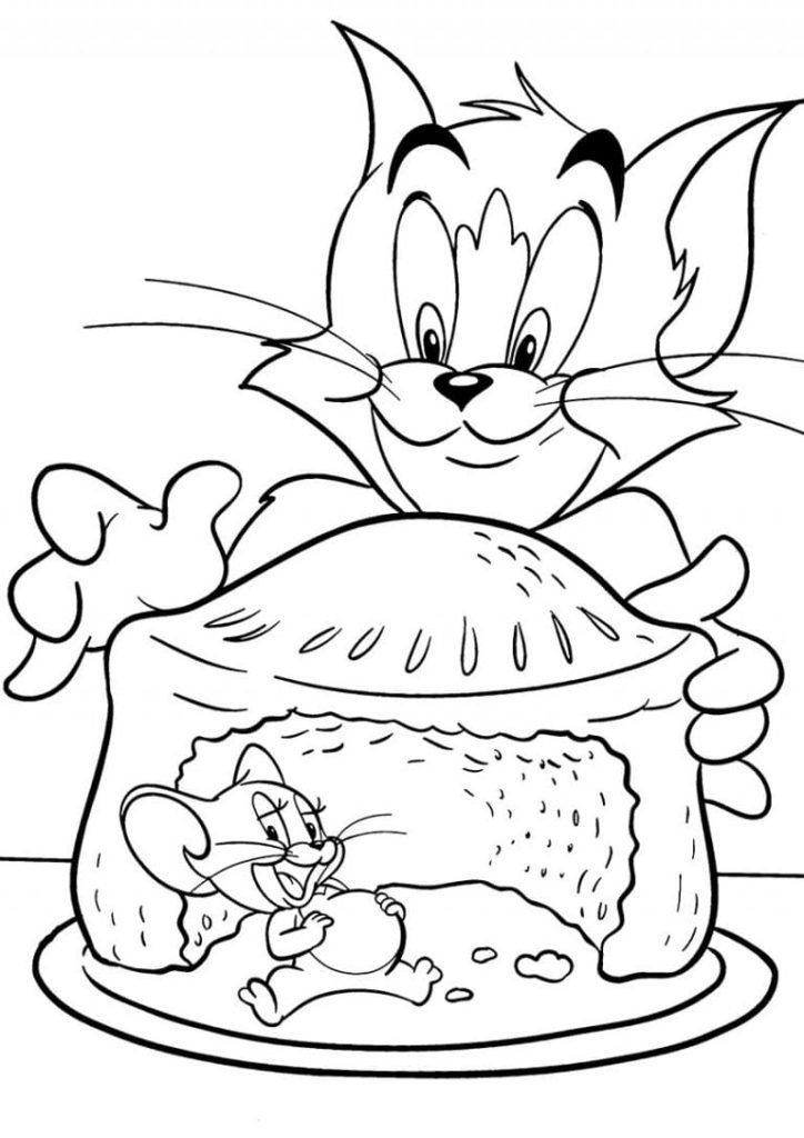 Tom y Jerry están comiendo pastel