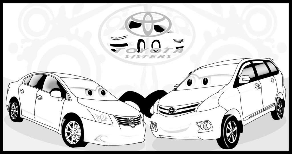 Dos coches con ojos de dibujos animados.