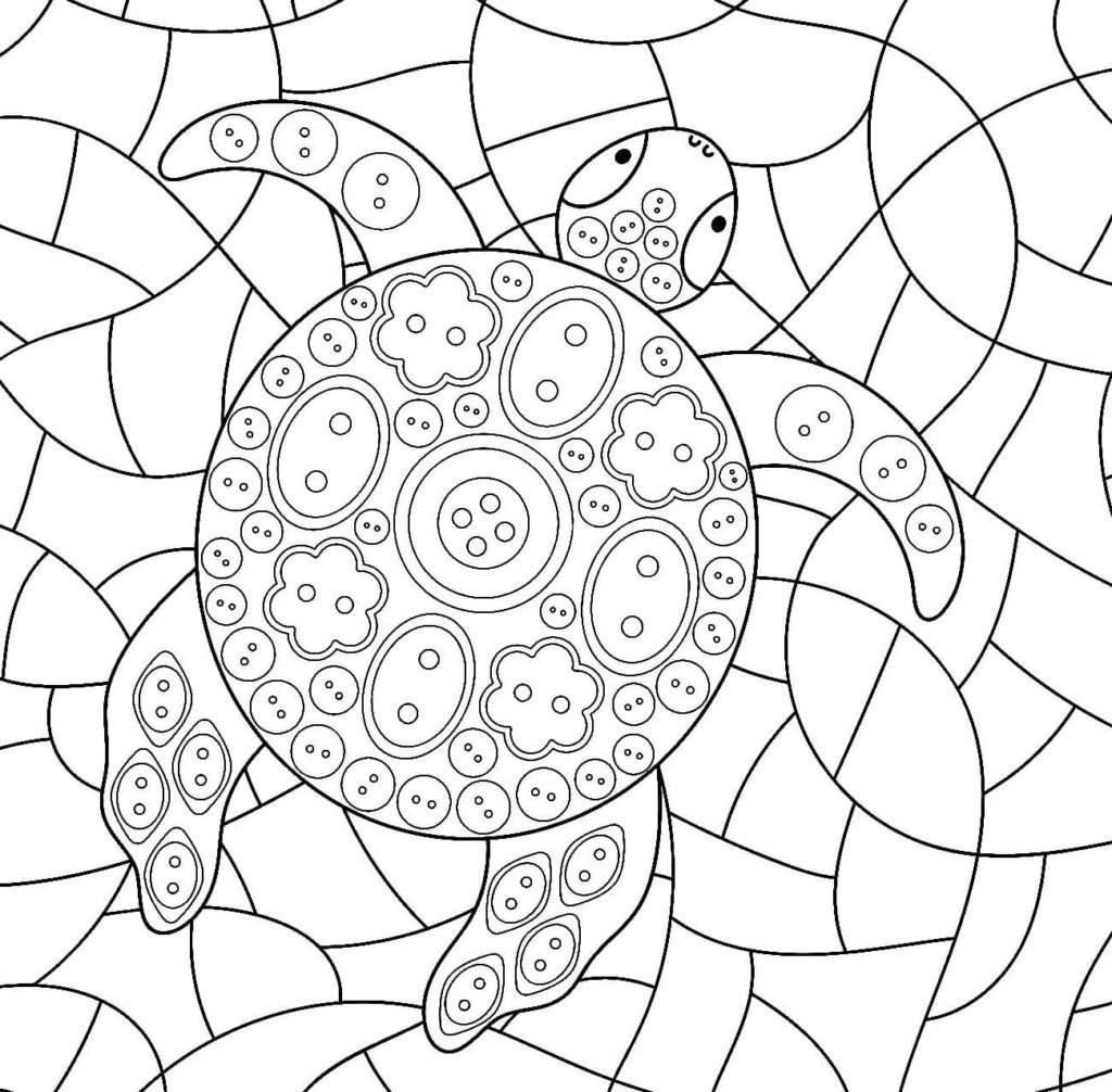 Libro de colorear con tortuga para adultos