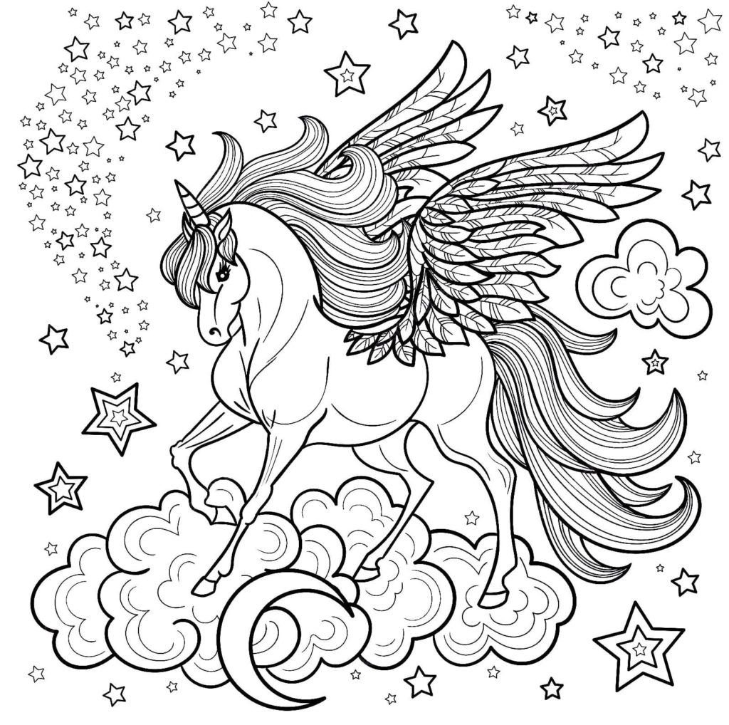 Unicornio agraciado con alas