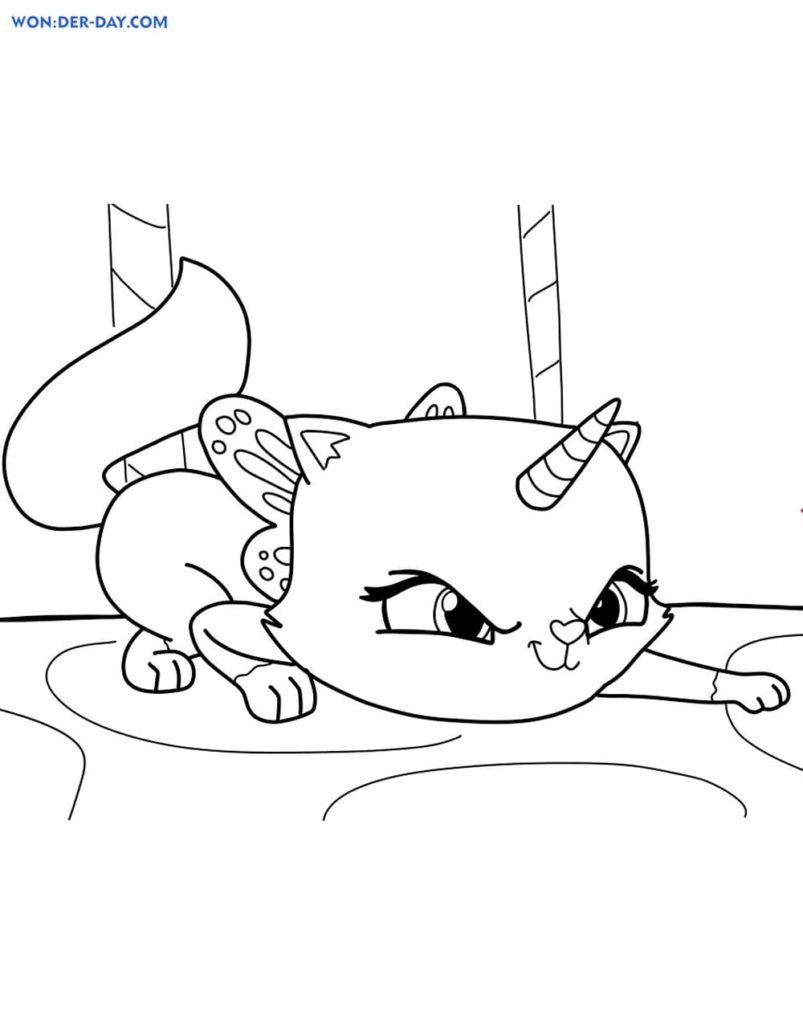 Gato unicornio de dibujos animados
