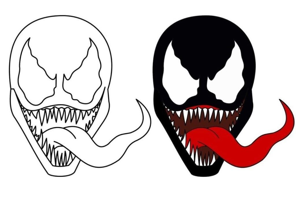 Venom para colorear con imagen en color