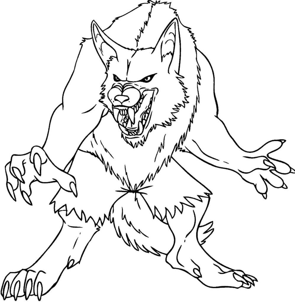 Dibujo de hombre lobo para colorear