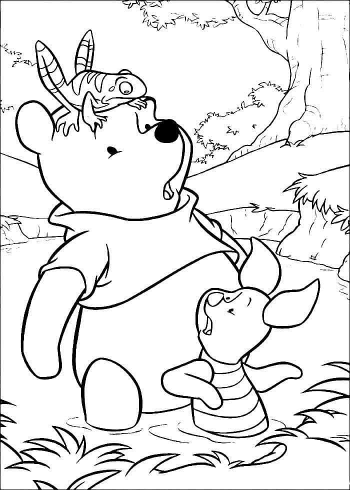 Winnie the Pooh y Piglet atrapan ranas en el pantano