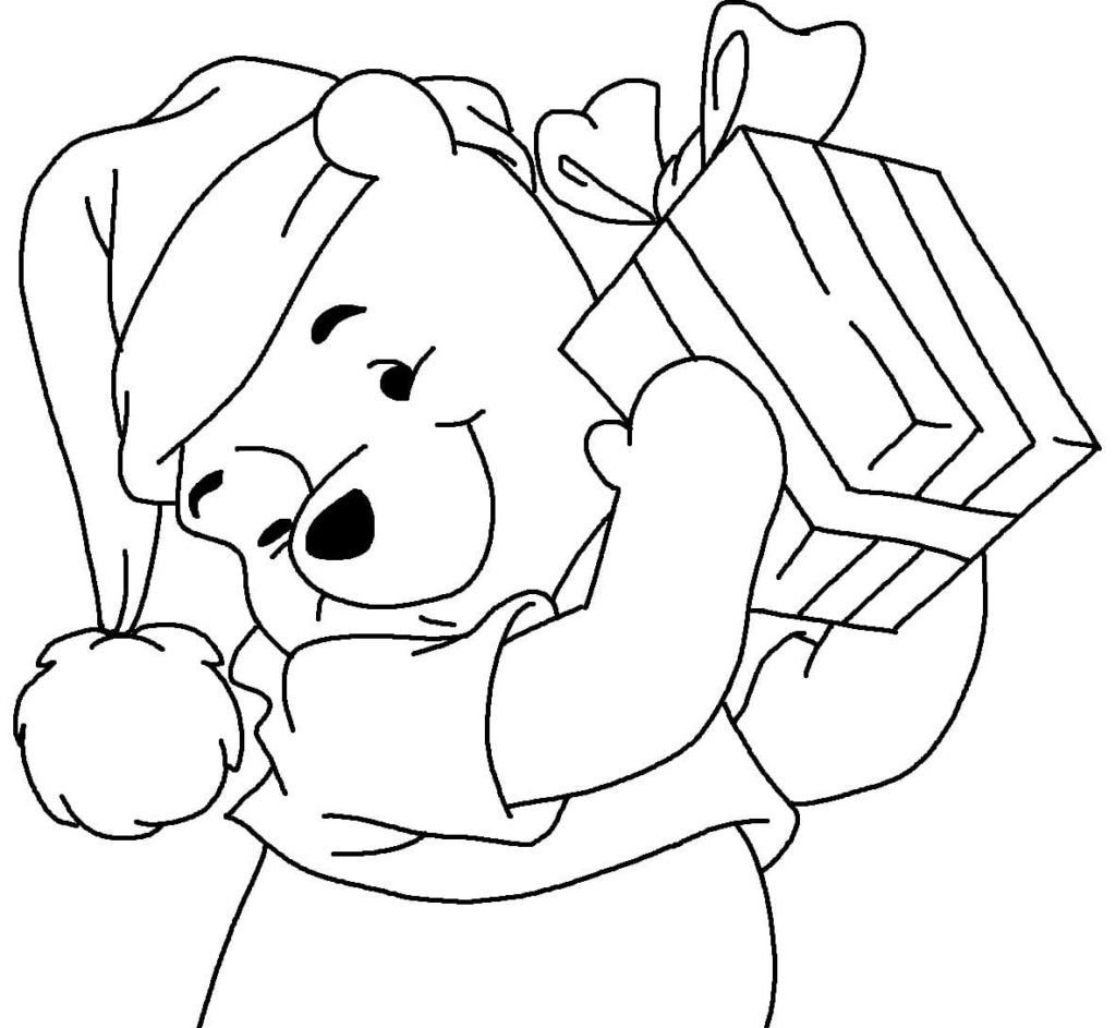 Winnie the Pooh con un regalo para el Año Nuevo