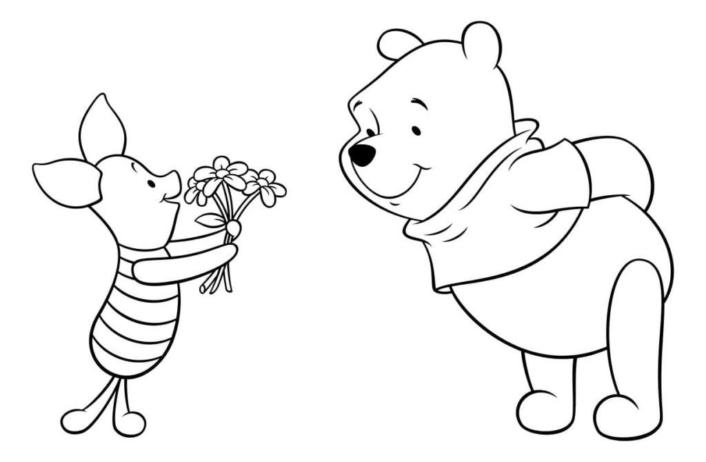 Piglet regala flores a su amigo