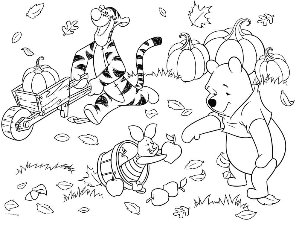 Winnie the Pooh y sus amigos se encuentran en otoño