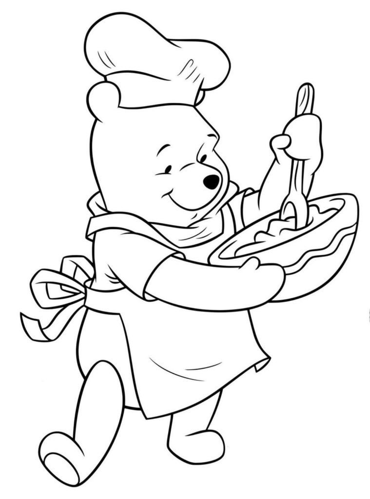 Winnie the pooh haciendo pastel