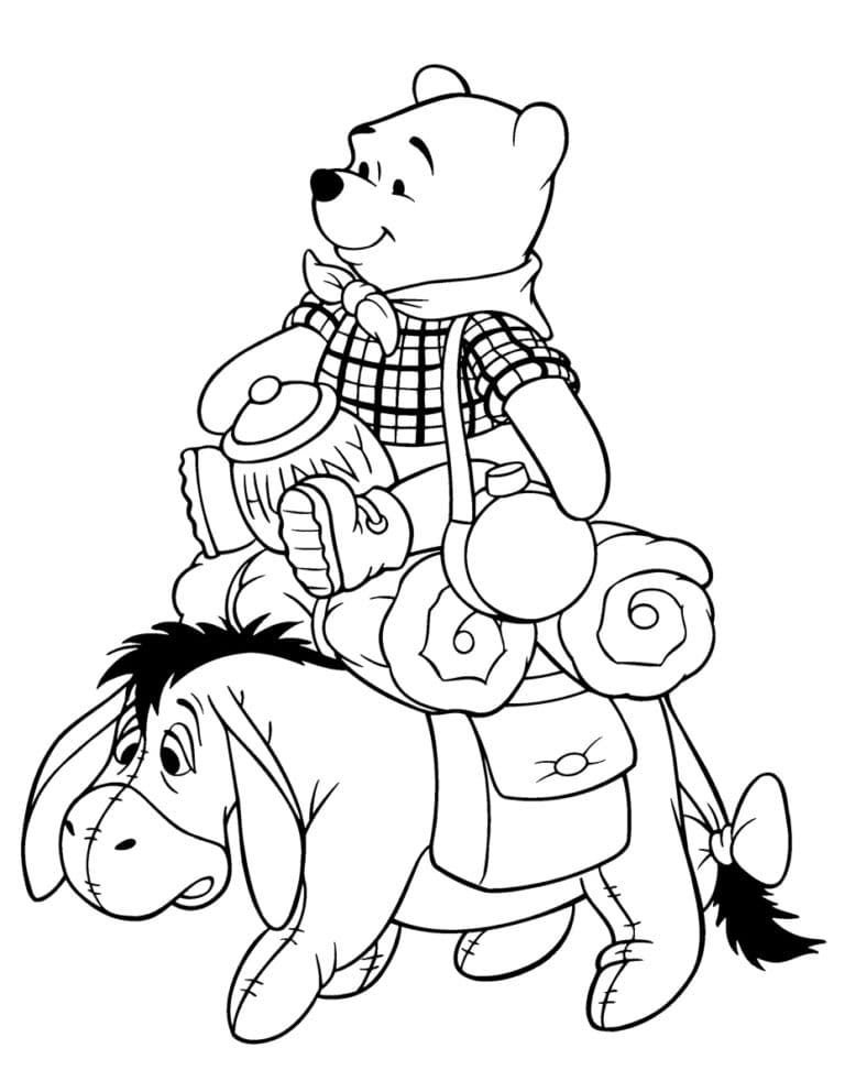 Winnie the pooh montando un burro