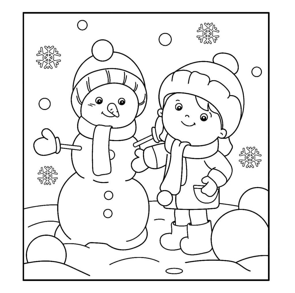 Niño y muñeco de nieve