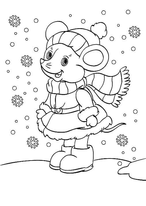 El ratón se regocija en la nieve.