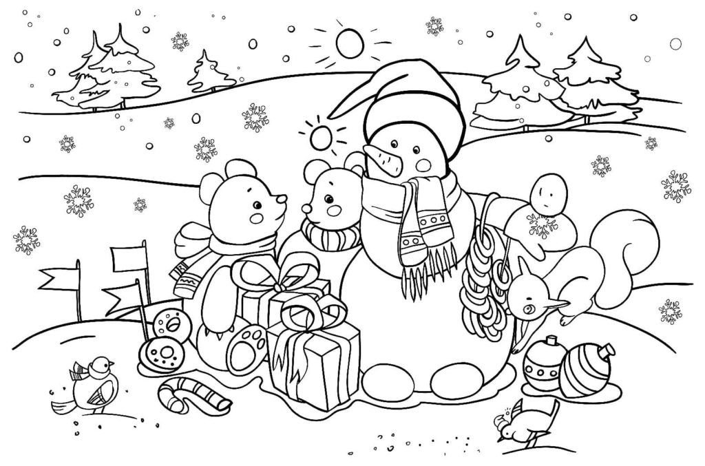 Dibujo de Animales de invierno para colorear
