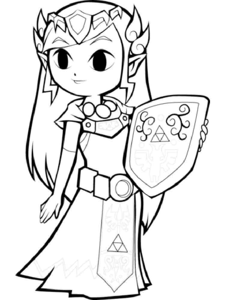 Zelda sostiene un escudo