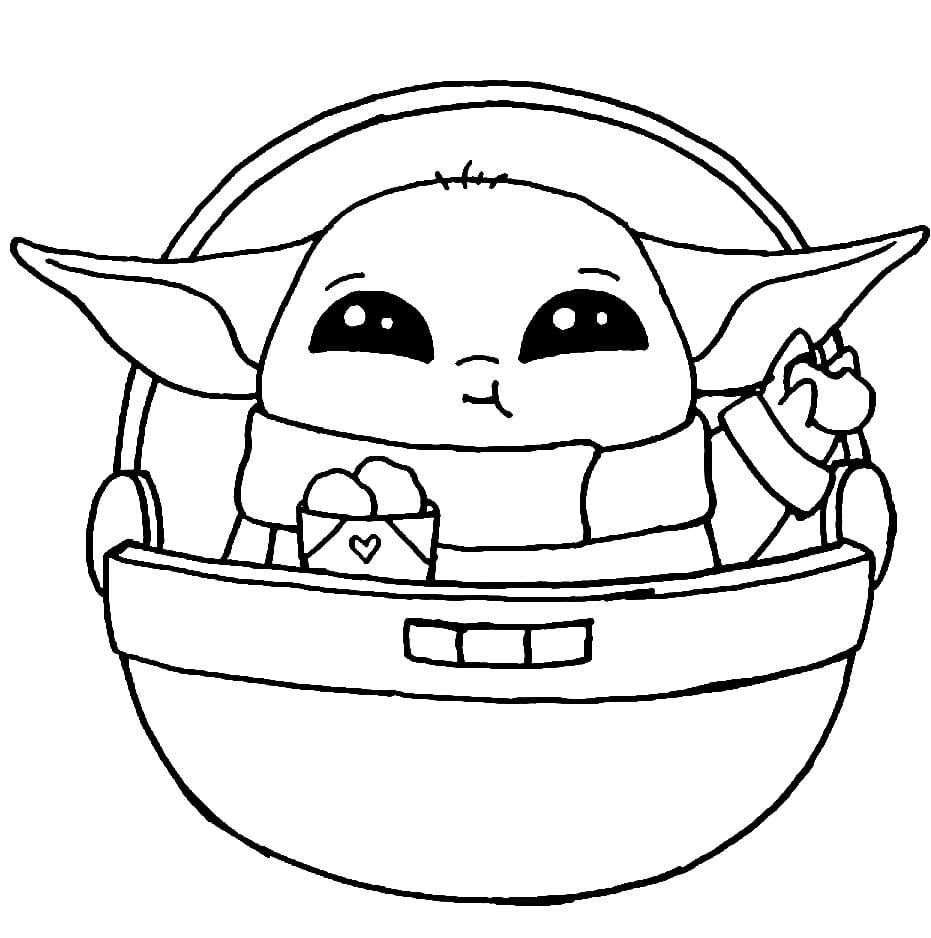 Baby Yoda en una cuna voladora