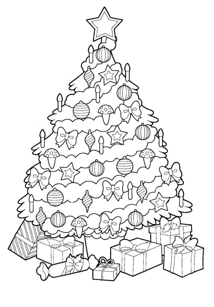 Árbol de Navidad decorado con regalos