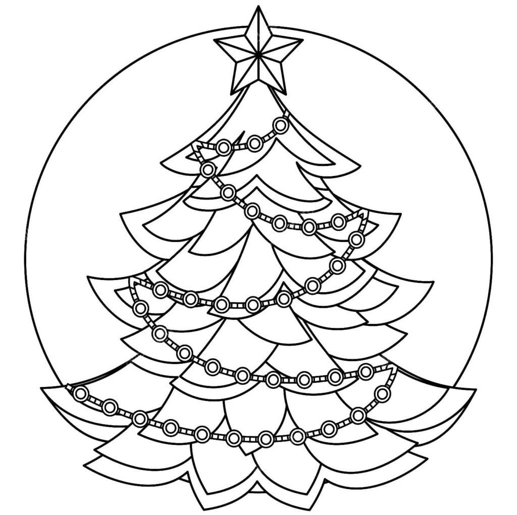 Exuberante árbol de Navidad con guirnalda y estrella.
