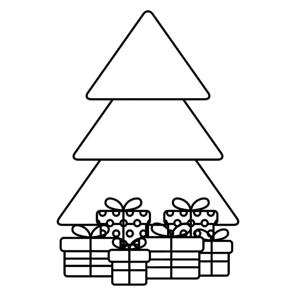 Árbol de Navidad triangular con regalos