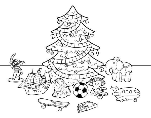 Muchos regalos debajo del árbol.