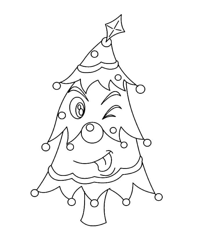 Árbol de Navidad de dibujos animados mostrando lengua